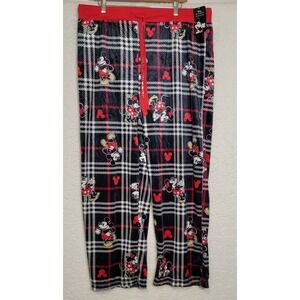 Mickey Minnie Mouse Plaid Pajama Pants Elastic Waist Drawstring Size XXL 1018